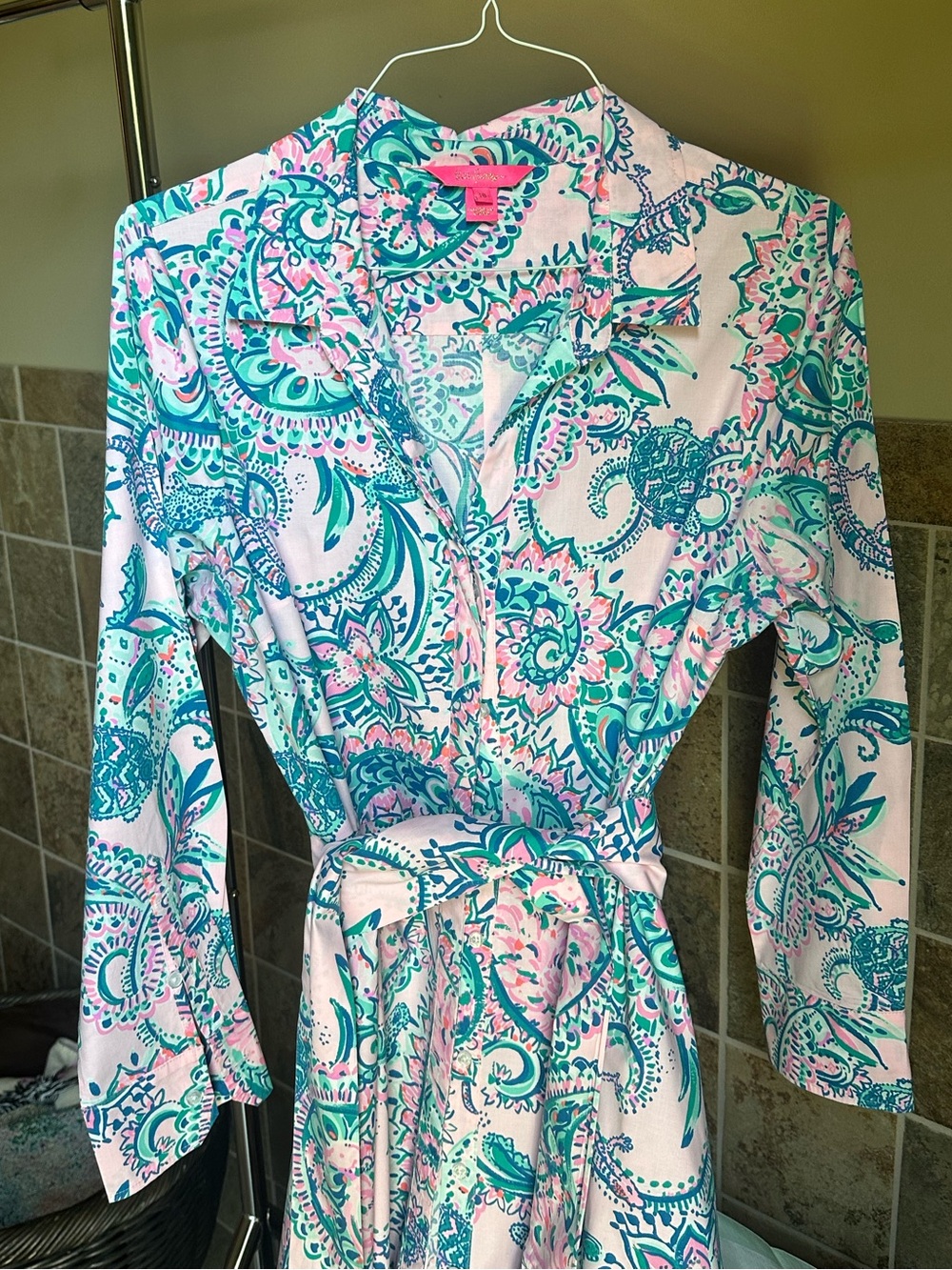 Lilly Pulitzer Pink Teal Floral Print Dress